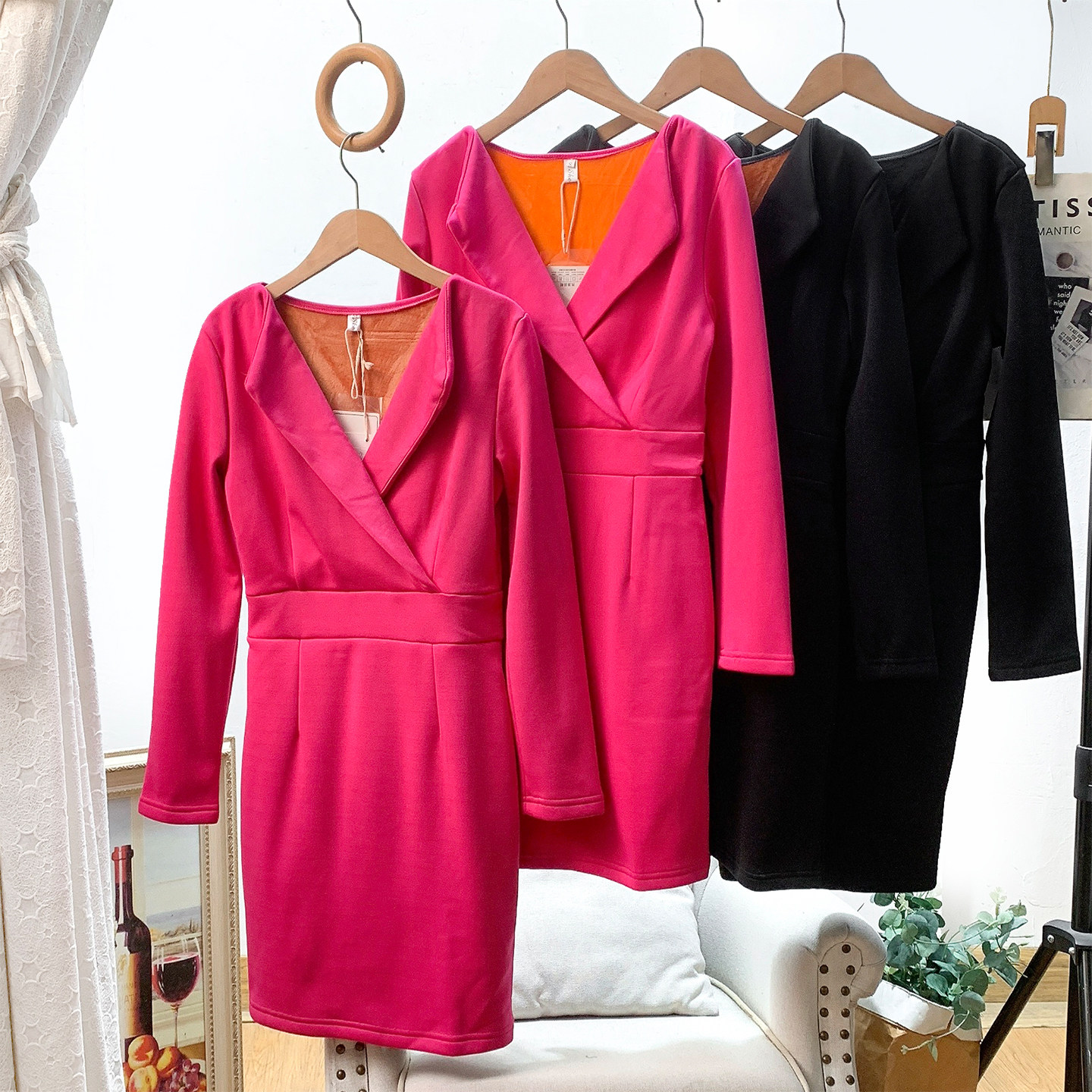 无假期的人】撤柜单~加绒保暖~简约通勤休闲连衣裙直筒裙女秋冬款