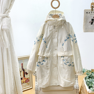 质量巨好~vintage中古款~年代复古宽松大码连帽风衣女秋冬派克服