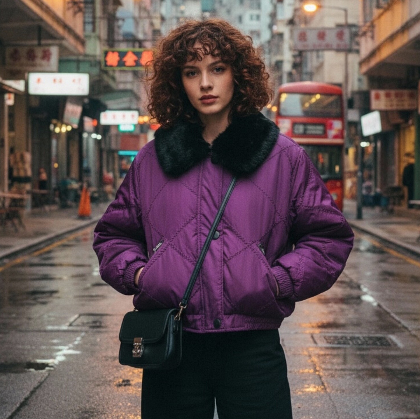 复古港风薄棉衣夹克外套女秋冬