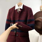 BF男友风 帅气中性英伦女骑士西装 毛呢外套女秋冬 高档撤柜 修身