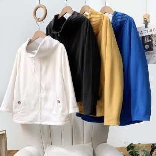 防风高领休闲卫衣绒衫 无假期 抓绒保暖 外贸单 外套女秋冬 人