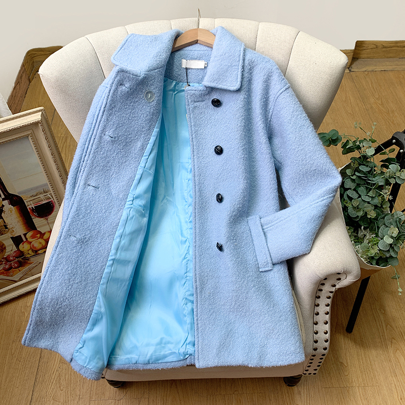 双排扣羊毛呢大衣外套女