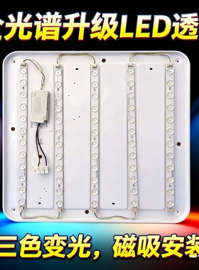 全光谱透镜三色变光LED长灯条客厅吸顶灯led灯芯改造替换光源灯带