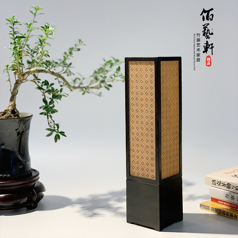 佰艺轩非遗竹编工艺品竹子榫卯结构边框紫光檀线香盒线香炉