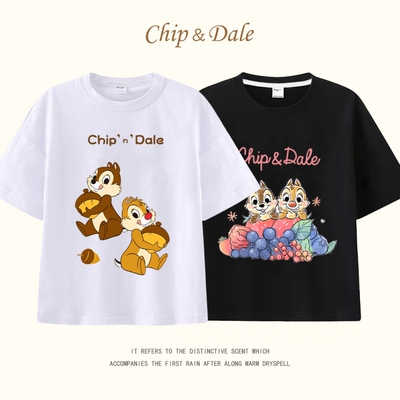 奇奇和蒂蒂短袖t恤衫夏季男童女童学生花栗鼠纯棉衣服Chip'n'Dale