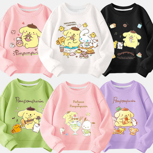 欧家布丁狗男女卡通卫衣儿童纯棉长袖T宽松上衣开心村Pompompurin