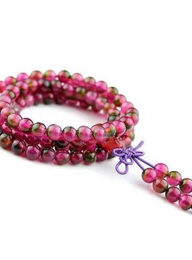 西瓜碧玺女士水晶旺夫佛珠手链
