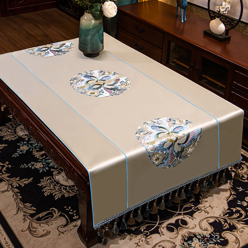 中国风轻奢高档欧式布艺茶几垫