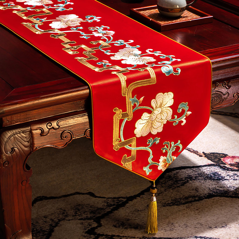 新年台布高端轻奢桌旗布艺长条茶旗茶几布禅意桌旗新中式茶桌垫布,居家布艺,桌旗,淘宝优惠券,粉丝福利购,淘宝优惠卷
