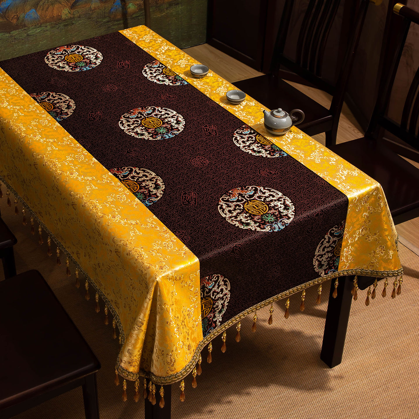 新中式轻奢高级感桌布高端定制