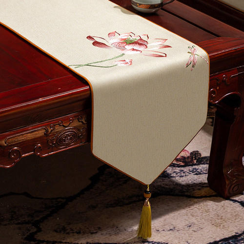 新中式桌旗禅意茶台布艺长条