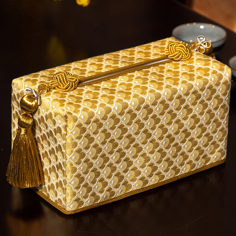 中式高档纸巾盒现代纸巾套古典流苏特色工艺品家用车载抽纸纸巾抽