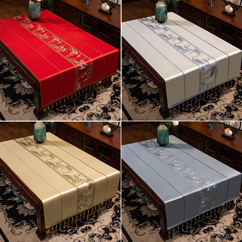 新中式布艺茶几盖长方形防尘桌垫