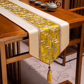 新中式 高档桌旗禅意茶桌布茶几电视柜垫布茶台布艺长条餐桌布定制