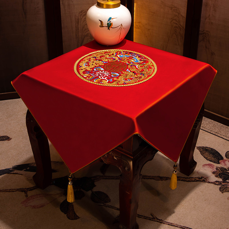 中国风床头柜桌布盖布正方形角几冰箱防尘盖巾钢琴空调斗柜盖巾,居家布艺,餐垫,淘宝优惠券,粉丝福利购,淘宝优惠卷