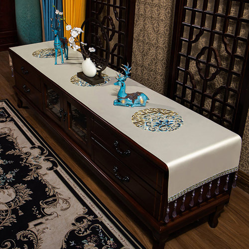 中式电视柜盖布防尘台布艺桌旗