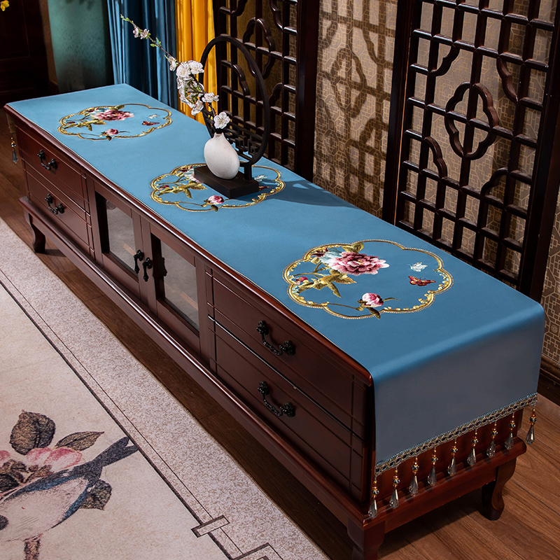 中式轻奢高级感桌布桌旗高端定制