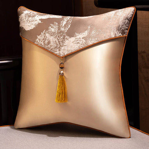 轻奢高级感抱枕红木沙发靠背定制