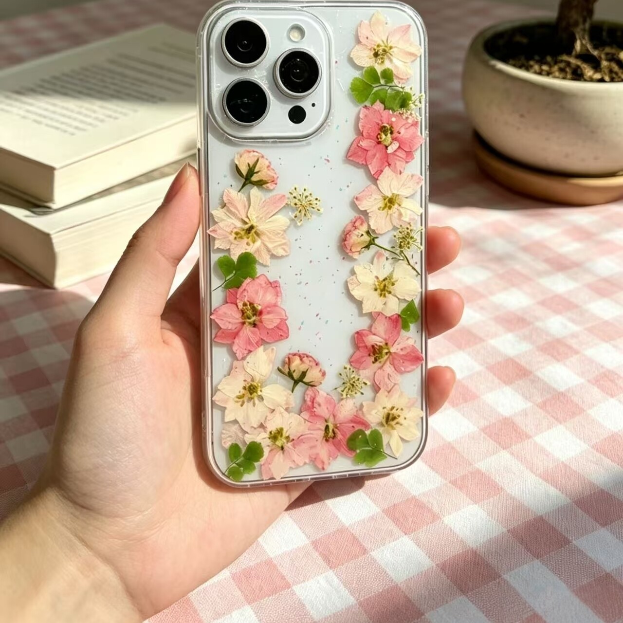 手工永生干花滴胶水钻手机壳夏日手机保护套/壳