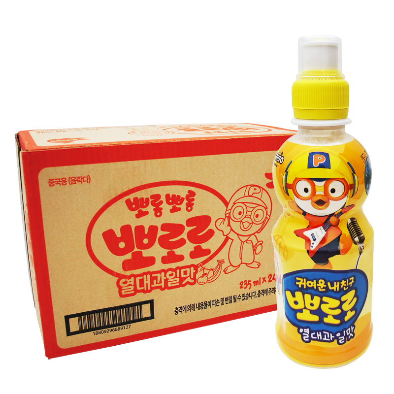韩国进口啵乐乐热带水果味235ml*24瓶啵啵乐儿童饮料整箱