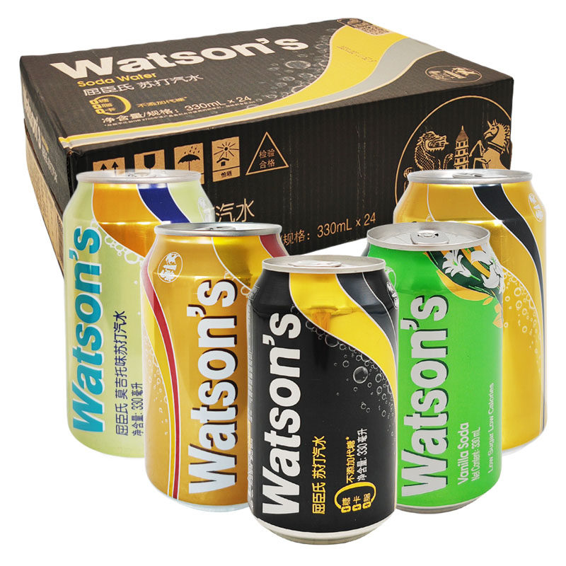 屈臣氏苏打水原味/香草味汤力水饮料330ml*24罐装饮料整箱,咖啡/麦片/冲饮,碳酸饮料,淘宝优惠券,粉丝福利购,淘宝优惠卷