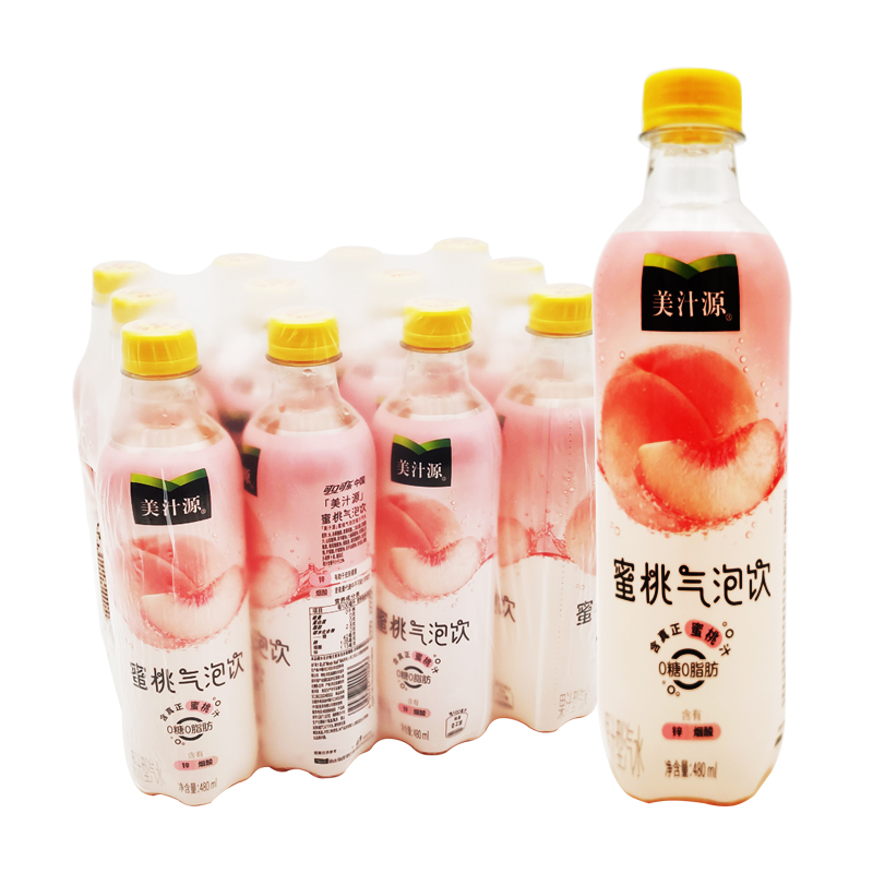 可口可乐美汁源蜜桃味气泡水480ml*12瓶装碳 咖啡/麦片/冲饮 碳酸饮料 原图主图