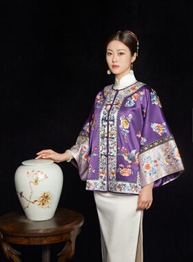娇古苏绣重工纯手工刺绣凤凰于飞重磅真丝面料复古复刻版对襟氅衣