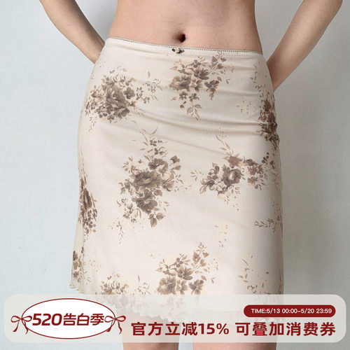 Go Girl Go 自制复古欧美风印花网纱半身裙女夏修身包臀短裙