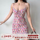 辣妹a字短裙 吊带裙连衣裙女夏季 Girl 自制欧美风印花修身
