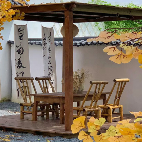 竹椅竹凳老式围炉煮茶竹椅靠背椅