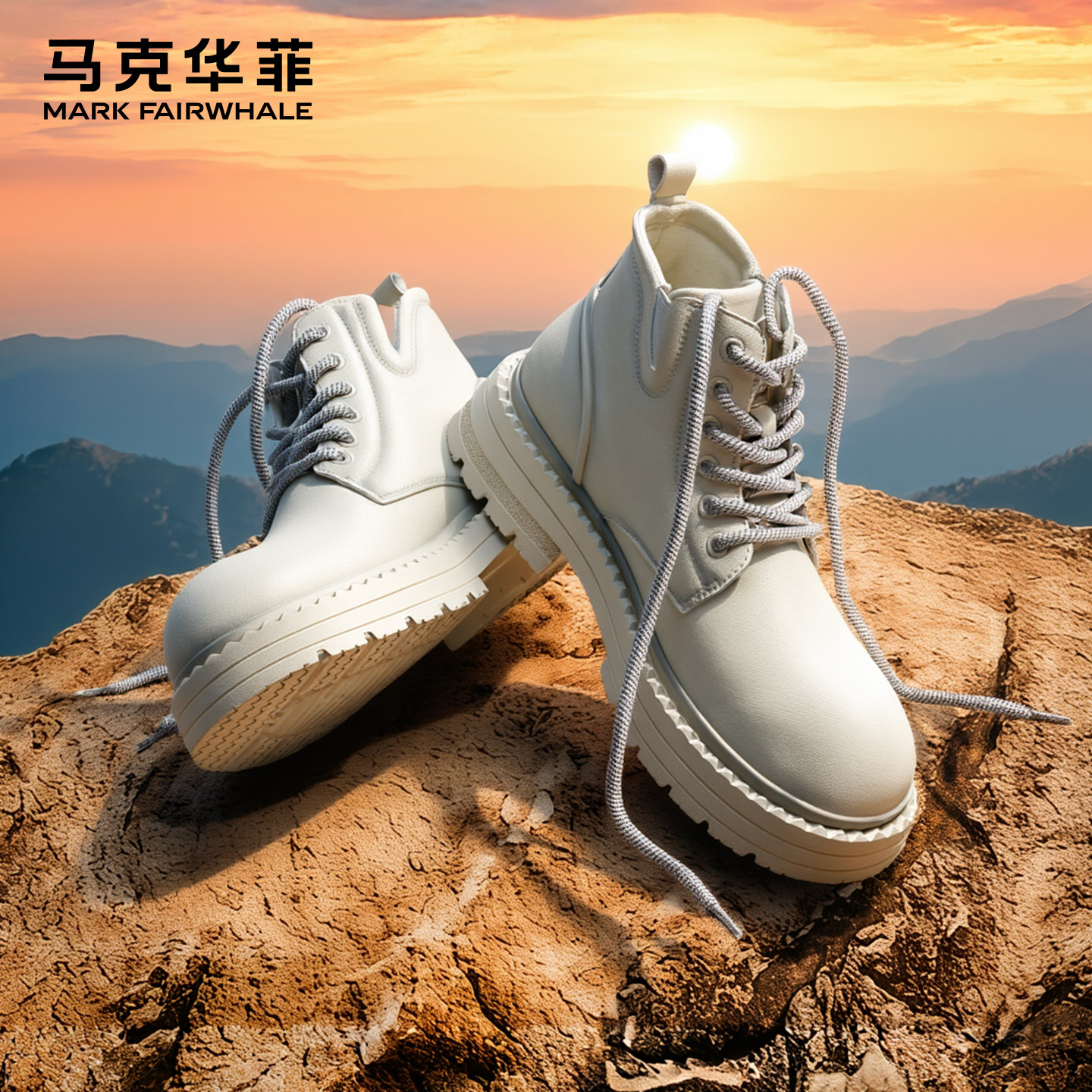 马克华菲马丁靴男款2025新款白色男士靴子秋冬男鞋增高切尔西短靴