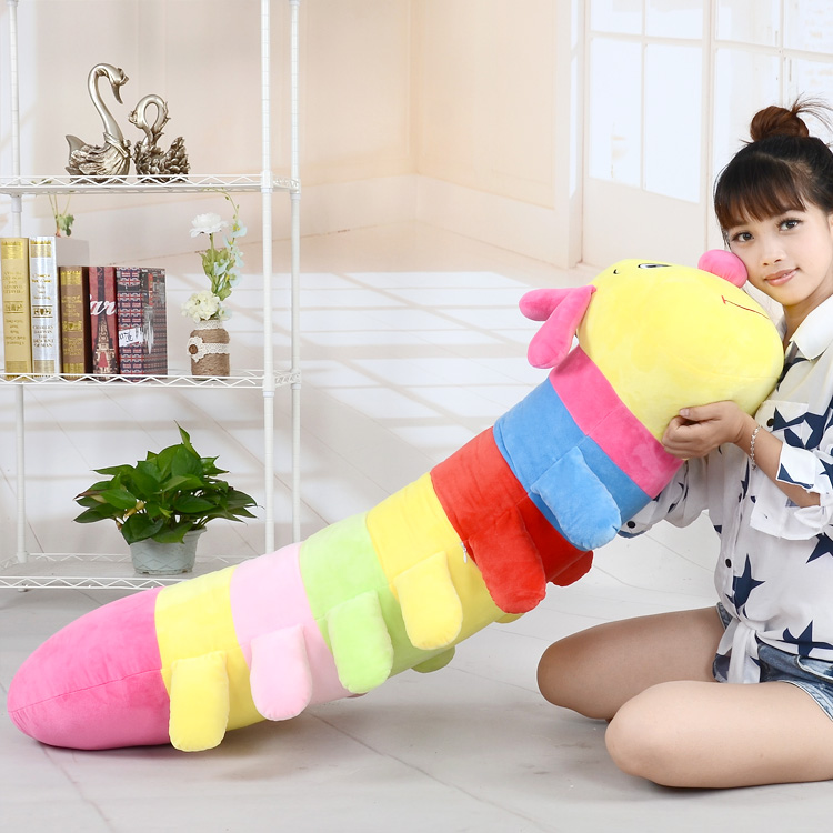 七彩毛毛虫公仔睡觉抱枕毛绒玩具