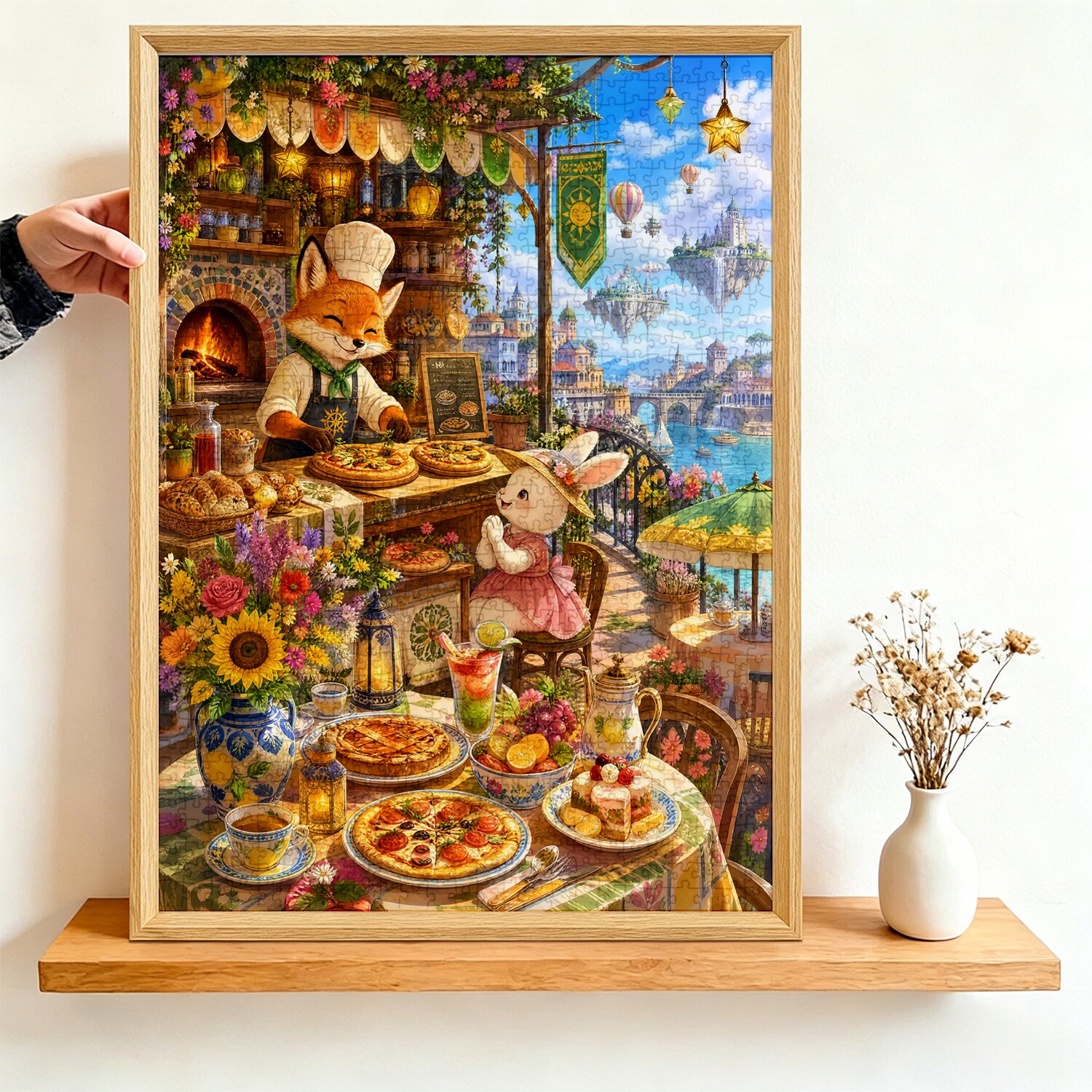 拼图1000片成人治愈系千片插画高难度手工生日情侣礼物童话小镇餐