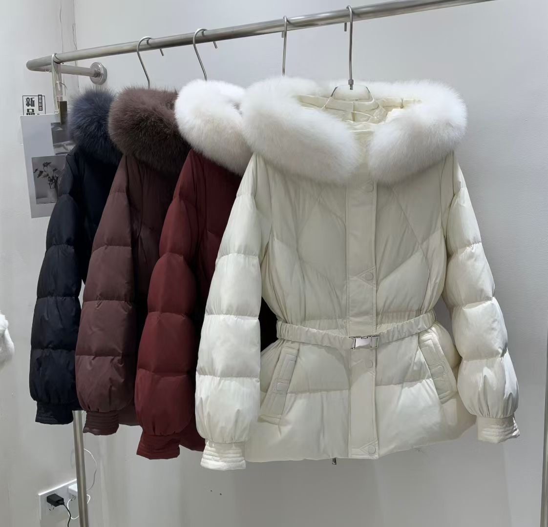 收腰63白鸭绒羽绒服显瘦韩版连帽