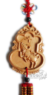 桃木雕刻生肖属牛吉祥汽车挂件挂饰吊饰哞哞牛出入平安