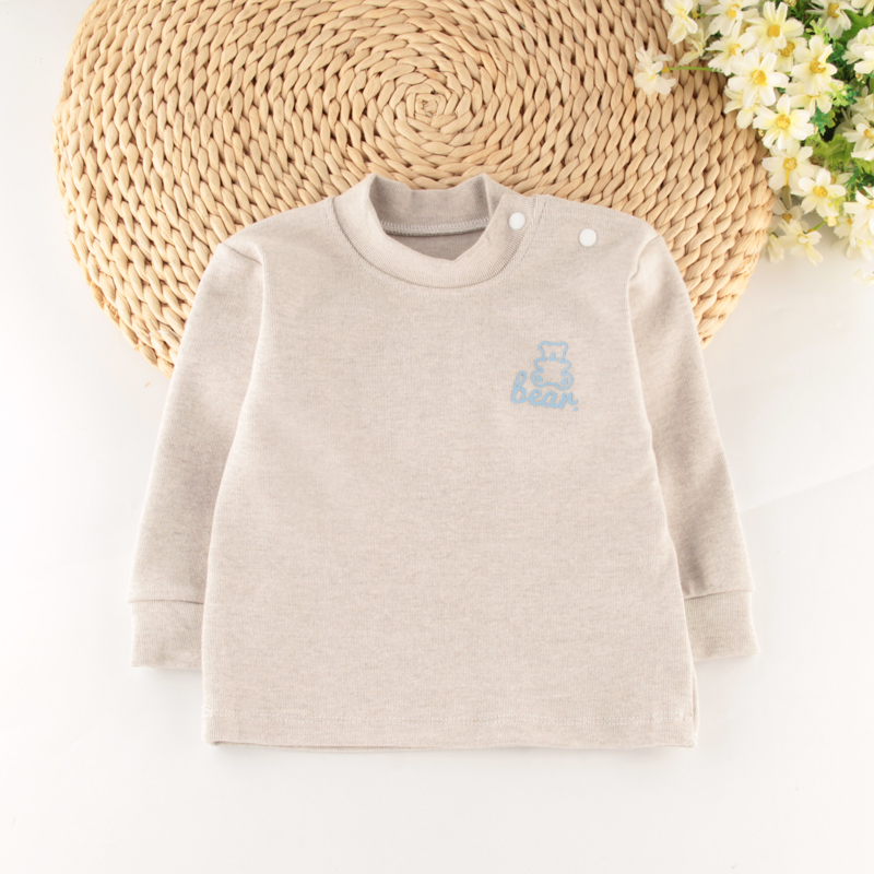 婴儿童春秋舒绒棉上衣冬单件内衣男女宝宝套头肩扣家居纯棉打底衣