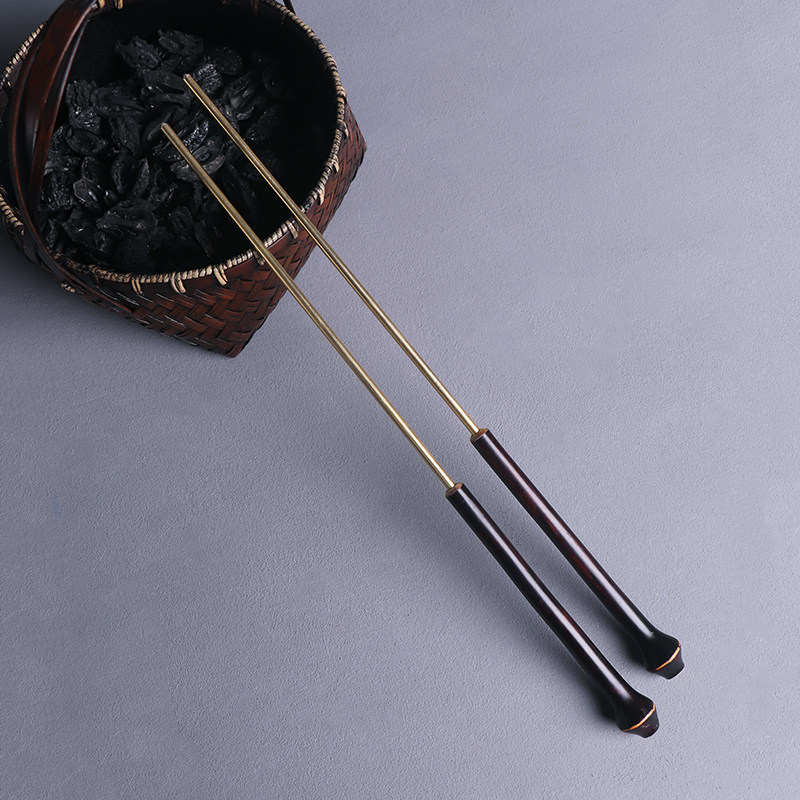 筇竹碳筷火箸纯手工制作铜筷子碳夹子火筷夹碳火筷子围炉煮茶夹子
