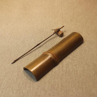 新品竹制茶则赏茶荷手工打磨茶针搁置三件套茶道零配六君子配件