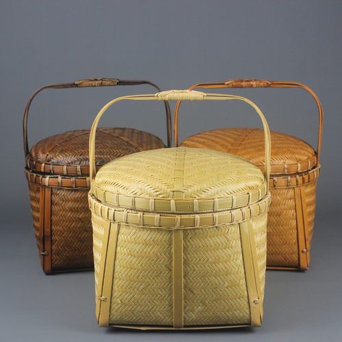 复古野餐盒大号茶具收纳篮子竹筐