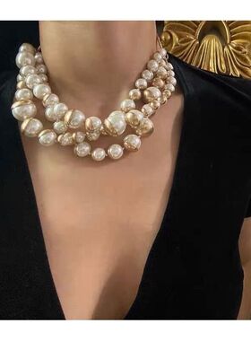 霖梵复古法式庄园一梦多层做旧宫廷葡萄珍珠项链锁骨链毛衣链