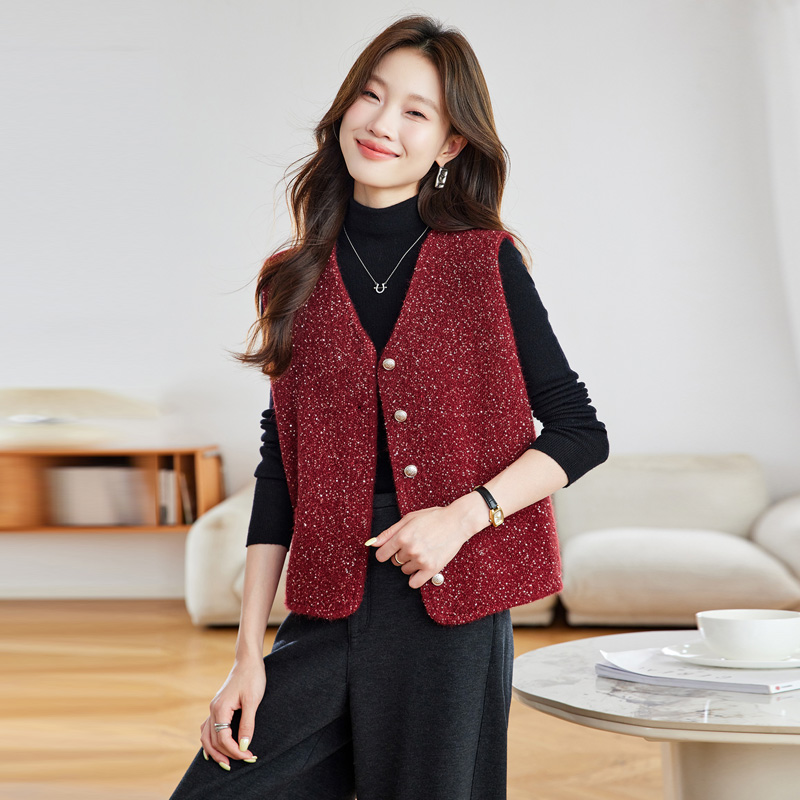 V领常规马甲35-39周岁百搭马夹