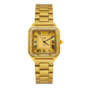 足金999黄金手表 男款石英表进口机芯防水腕表 镶钻精钢 女士金表