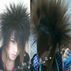 【懿信】3斜刘海杀马特非主流男生日系潮爆直发长刘海男士假发