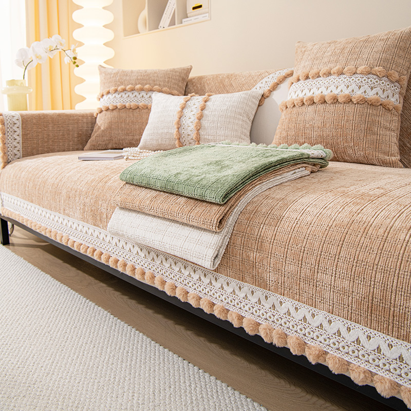 轻奢沙发垫四季通用防滑座垫盖布纯色简约现代高端雪尼尔沙发坐垫