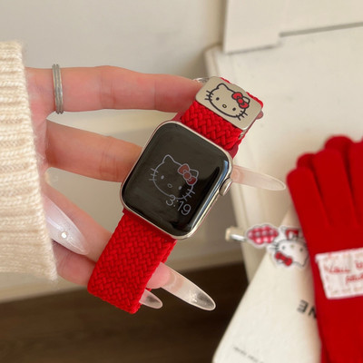 新款卡通KT猫尼龙编织磁吸扣表带