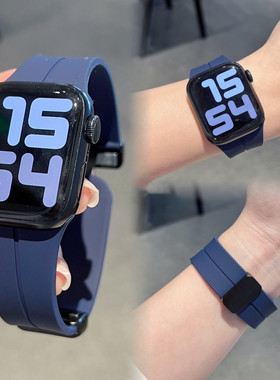 星光色适用ApplewatchS11硅胶磁吸扣表带s109苹果手表8765折叠se3