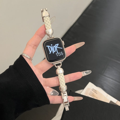 新款牛皮编绳小香风金属手链表带