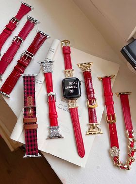 适用iwatchS11苹果表带apple watchS10新年款高级感红色987表带se