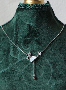 轻奢高品质气质日常通勤甜美贝母水晶925通体银精致项链带证书