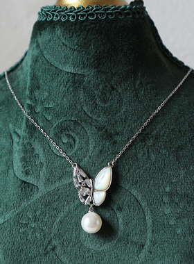 轻奢高品质气质日常百搭甜美粉色女王贝925通体银精致项链带证书